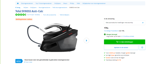 Gratis kledingstomer cadeau bij Tefal stoomgenerator van Coolblue