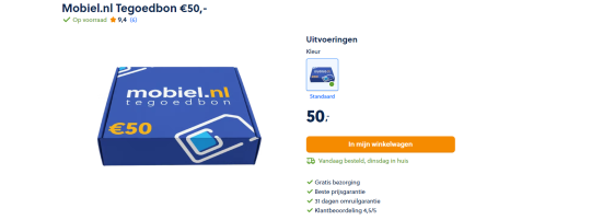 Gratis Mobiel.nl Tegoedbon €50 cadeau bij sim only abonnement van Mobiel.nl