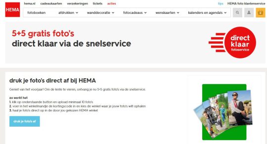 5+5 gratis foto's cadeau bij fotoservice van HEMA