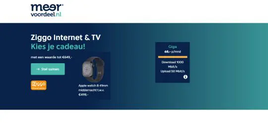 Gratis Apple watch 8 cadeau bij Ziggo Giga van Meervoordeel.nl