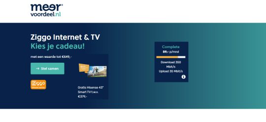 Gratis Hisense 43" Smart tv cadeau bij Ziggo Complete van Meervoordeel.nl