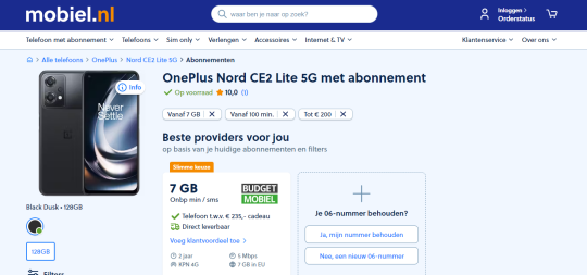 Gratis OnePlus Nord cadeau bij Budget Mobiel sim only van Mobiel.nl