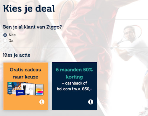 Aanbieding voor nieuwe klanten Ziggo, korting of gratis cadeau