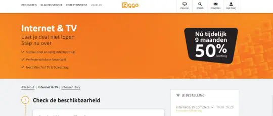 9 maanden 50% korting cadeau bij Internet & TV van Ziggo
