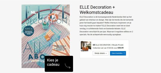 Gratis Rituals Private Collection set bij abonnement ELLE Decoration magazine