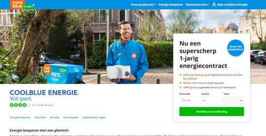 Ontvang 100 euro CoolblueTegoed bij 1 Jaar Zeker energiecontract van Coolblue Energie