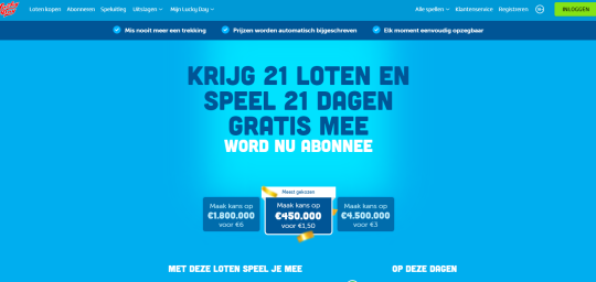 Ontvang 21 loten en speel gratis 21 dagen mee bij Lucky Day!