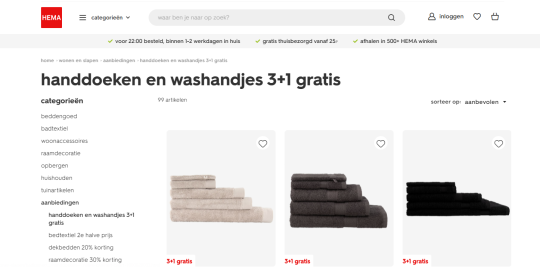 Ontvang 3+1 gratis bij aankoop van handdoeken en washandjes bij Hema