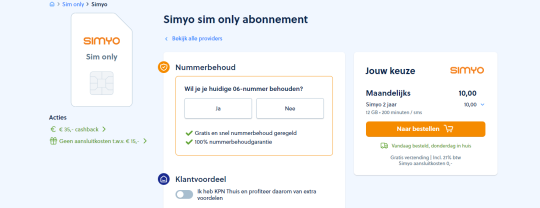 Ontvang een cashback van 35 euro bij aankoop van een sim only abonnement bij Simyo
