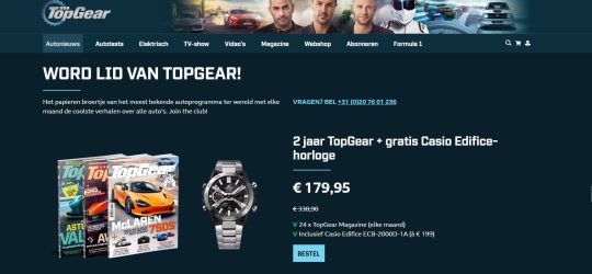 Ontvang een exclusief Casio Edifice-horloge als welkomstcadeau bij een abonnement op TopGear!