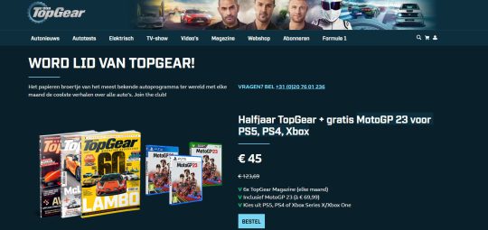 Ontvang MotoGP 23 voor PS5, PS4, Xbox als welkomstcadeau bij aanschaf van een halfjaar TopGear