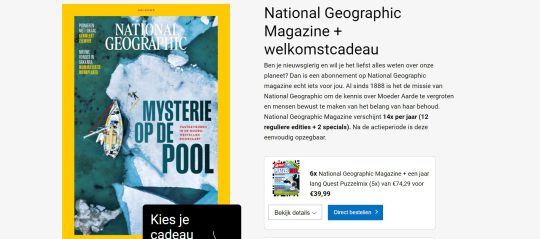 Een jaar lang Quest Puzzelmix als Welkomstcadeau bij abonnement op National Geographic Magazine