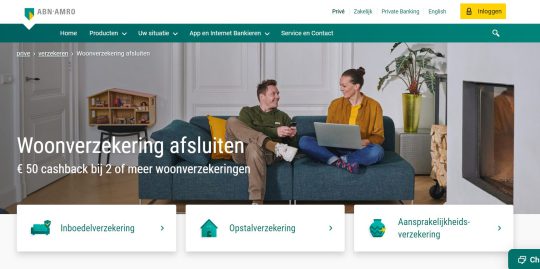 Ontvang 50 euro cashback bij het afsluiten van 2 of meer woonverzekeringen bij ABN AMRO Verzekeringen