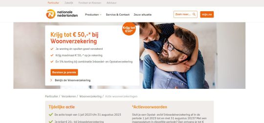 Ontvang 50 euro cashback bij het afsluiten van een woonverzekering bij Nationale-Nederlanden