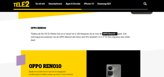 Ontvang een OPPO Reno10 met Enco Air2 Pro bij aankoop van een sim only abonnement bij Tele2