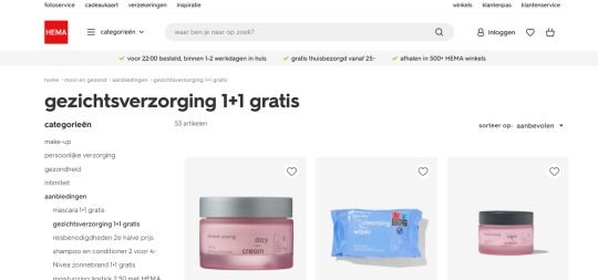 Profiteer nu van 1+1 gratis gezichtsverzorging bij HEMA