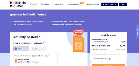 Ontvang 6 Maanden Gratis als Welkomstcadeau bij het 2-Jarig Sim-abonnement van hollandsnieuwe