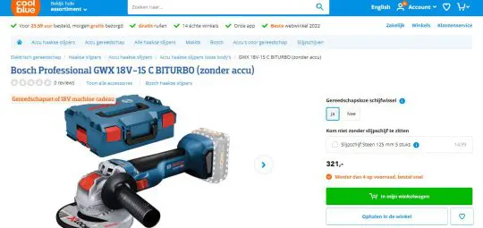 Ontvang een Gereedschapset of 18V Machine Welkomstcadeau bij de Aanschaf van de Bosch Professional GWX 18V-15 C BITURBO bij Coolblue