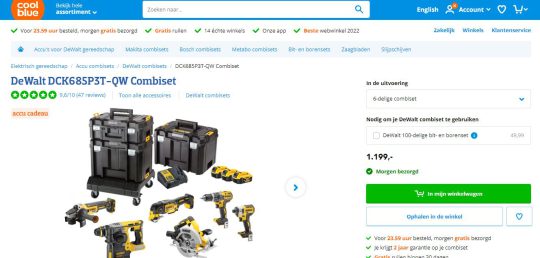 Ontvang een Gratis Accu Cadeau bij Aankoop van DeWalt DCK685P3T-QW Combiset bij Coolblue