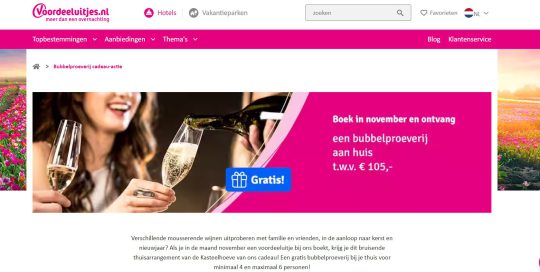 Geniet van een Gratis Bubbelproeverij aan huis bij een Novemberboeking via Voordeeluitjes