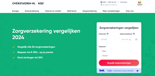 Gratis Bol.com bon van 20 euro bij zorgverzekering bij Overstappen.nl