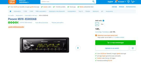 Ontvang een Gratis Telefoonhouder bij Aankoop van de Pioneer MVH-X580DAB bij Coolblue