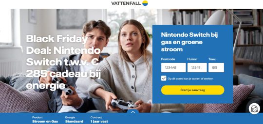 Ontvang een Nintendo Switch cadeau bij overstap naar Vattenfall's Gas en Groene Stroom