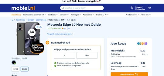 Welkomstcadeau Sensatie: Gratis Motorola Edge 30 NEO bij Odido Sim Only van Mobiel.nl