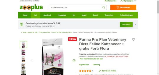 Nieuwe Aanbieding: Ontvang een Gratis Fortiflora Cadeau bij Grootverpakking Pro Plan Veterinary Diet bij Zooplus