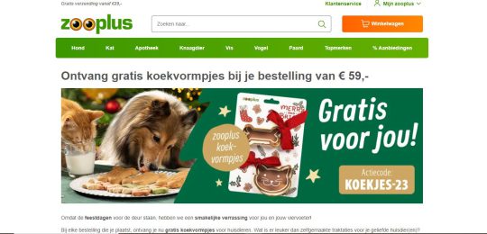 Nieuwe Actie: Gratis Koekvormpjes Cadeau bij Bestelling vanaf 59 Euro bij Zooplus