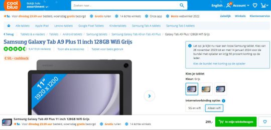 Nieuwe Actie: Ontvang 50 Euro Cashback als Welkomstcadeau bij aanschaf van de Samsung Galaxy Tab A9 bij Coolblue