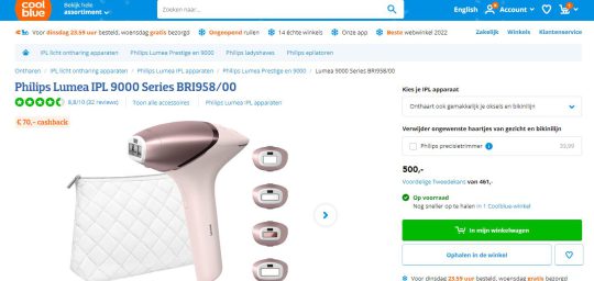 Nieuwe Actie: Ontvang 70 euro Cashback als Welkomstcadeau bij Aanschaf van de Philips Lumea IPL 9000 bij Coolblue