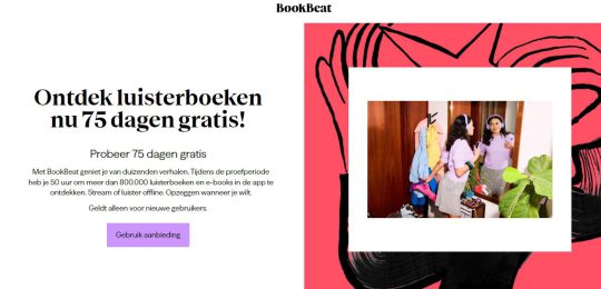 Nieuw bij Welkomstcadeau.nl: Gratis 75 dagen BookBeat als Welkomstcadeau bij de Gratis Proefperiode van BookBeat