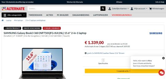 Welkomstcadeau Extravaganza: Ontvang een Gratis Samsung Leather Sleeve bij Aankoop van de Samsung Book3 360 bij Alternate