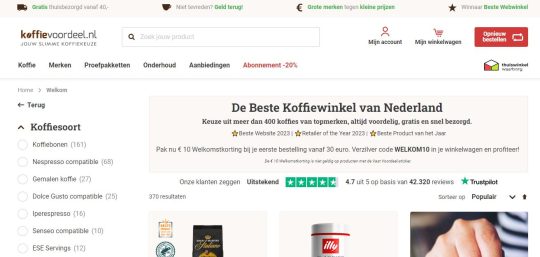 Welkomstcadeau: Ontvang 10 Euro Korting op je Eerste Bestelling vanaf 30 Euro bij Koffievoordeel
