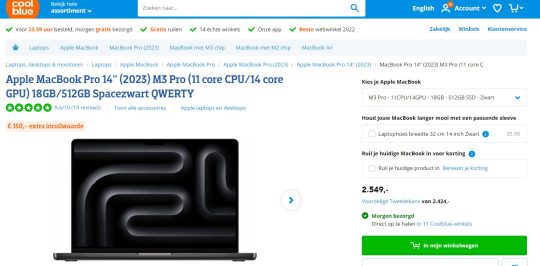 Gratis 20 euro inruilwaarde cadeau bij Apple MacBook Pro 14" van Coolblue