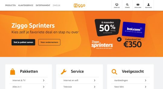 Gratis 350 euro Bol.com cadeaukaart bij internet en tv van Ziggo