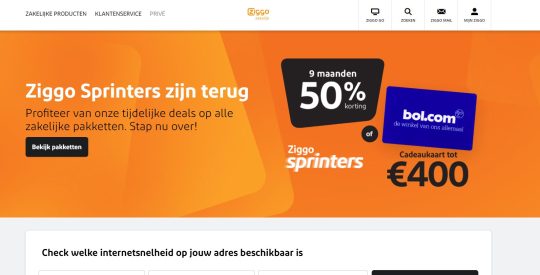 Gratis 400 euro Bol.com cadeaukaart bij Ziggo Zakelijk