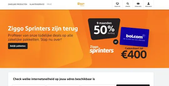 Gratis 400 euro Bol.com cadeaukaart bij Ziggo Zakelijk