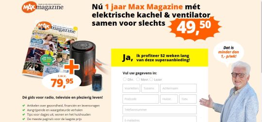 Gratis elektrische kachel en ventilator cadeau bij MAX Magazine