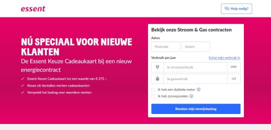 Gratis Essent cadeaukaart tot 275 euro als welkomstcadeau bij Essent