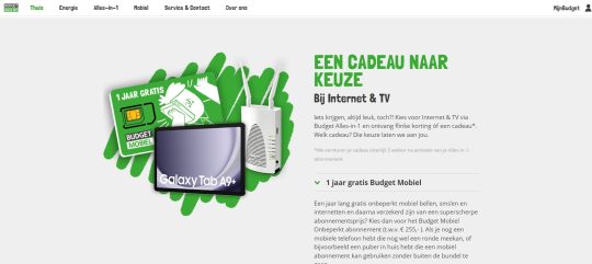 1 jaar gratis Budget Mobiel bij Internet en TV van Budget Thuis