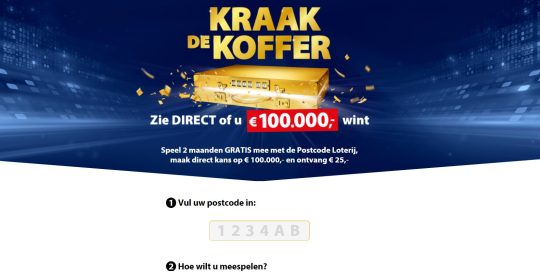 Gratis 25 euro cadeau en 2 Maanden Gratis meespelen met de Postcode Loterij