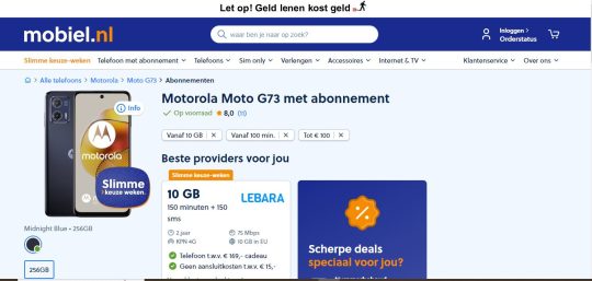 Gratis Motorola Moto G73 met sim only van Lebara