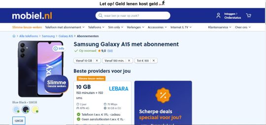 Gratis Samsung Galaxy A15 met sim only van Lebara