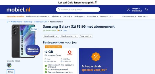 Gratis Samsung Galaxy S21 FE 5G met sim only van Vodafone