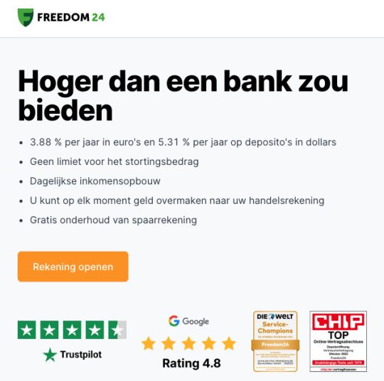 Spaarrente en beleggen bij Freedom24