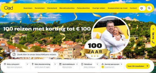 100 reizen met 100 euro korting bij Oad