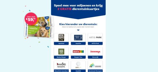 Gratis dierentuin kaartjes cadeau bij Vriendenloterij