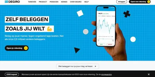 Gratis 100 euro transactiekosten voucher cadeau bij beleggen met DEGIRO